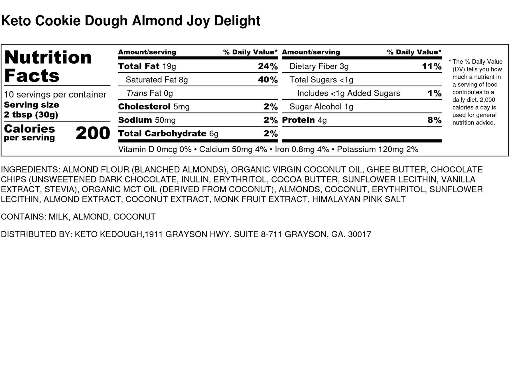 Keto Almond Joy Delight | Edible Cookie Dough | Keto Kedough